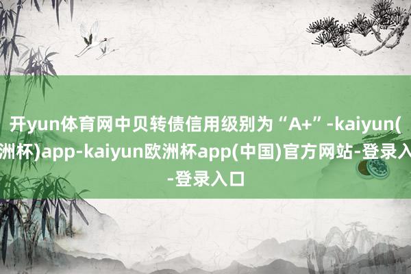 开yun体育网中贝转债信用级别为“A+”-kaiyun(欧洲杯)app-kaiyun欧洲杯app(中国)官方网站-登录入口